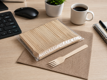 Premium Disposable Wooden Fork – Eco-Friendly Biodegradable Cutlery (Single Use)