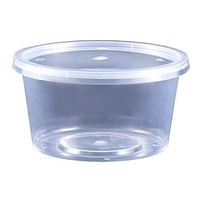 Plastic Container 250ml Round with Lid | Clear Food Storage Container with Lid | Leak-Resistant & Reusable